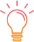 Lighbulb icon in orange and pink