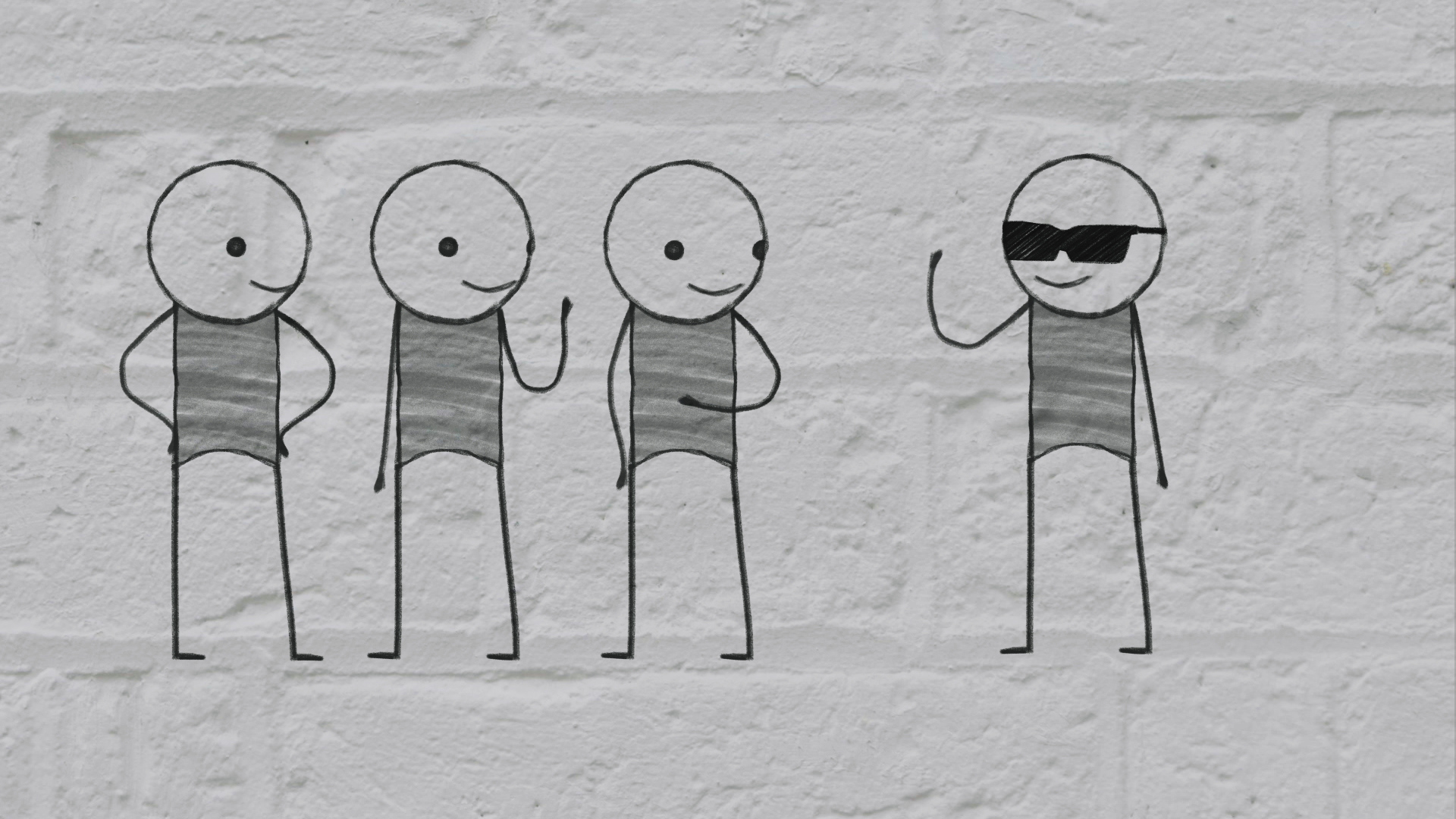 Stick men on a wall