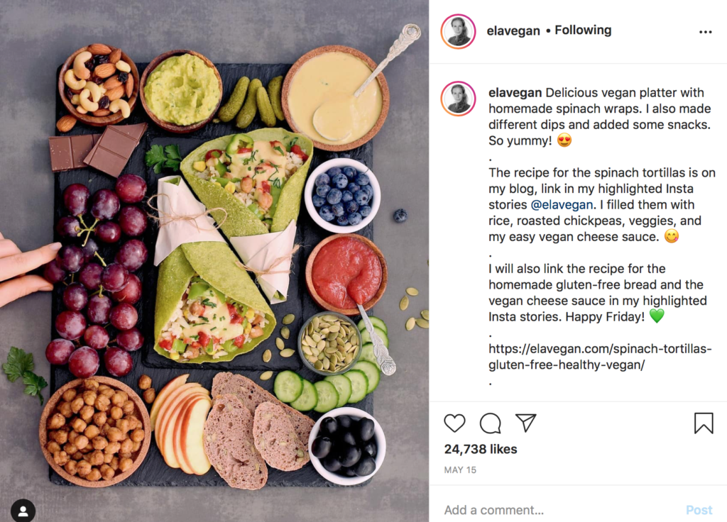 instagram picture of elavegan account