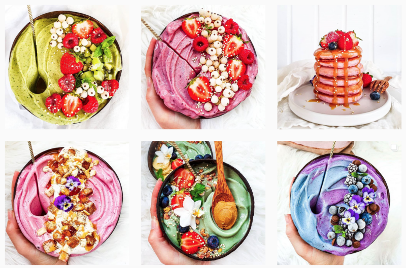 colourful smoothie bowls with fruit