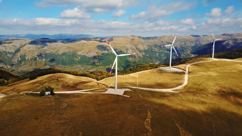 wind farm on hills