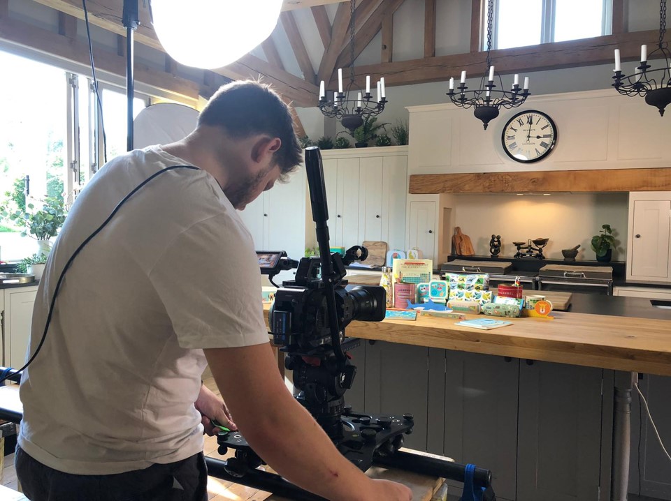 filming in a kitchen