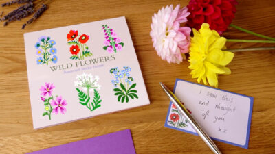 flower book with pen and paper