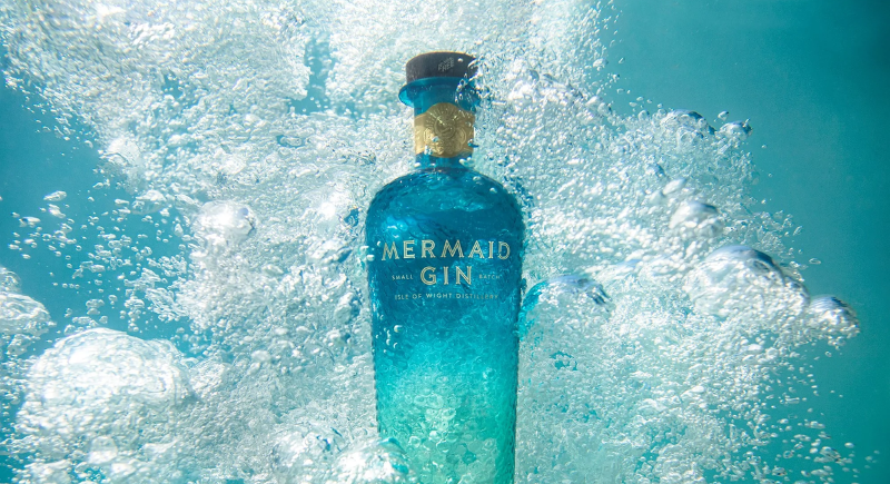 gin bottle in water