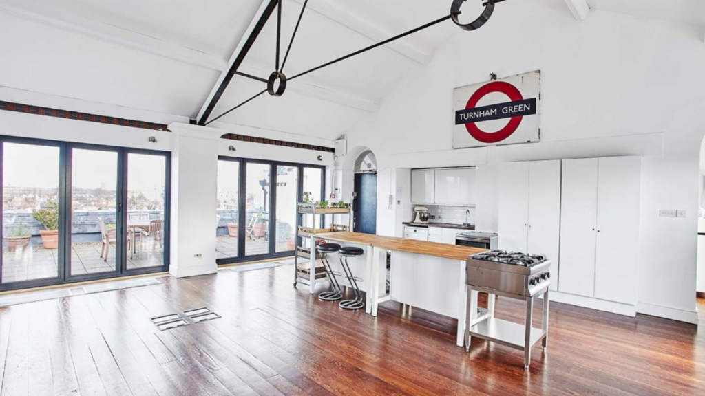 kitchen with wooden floors