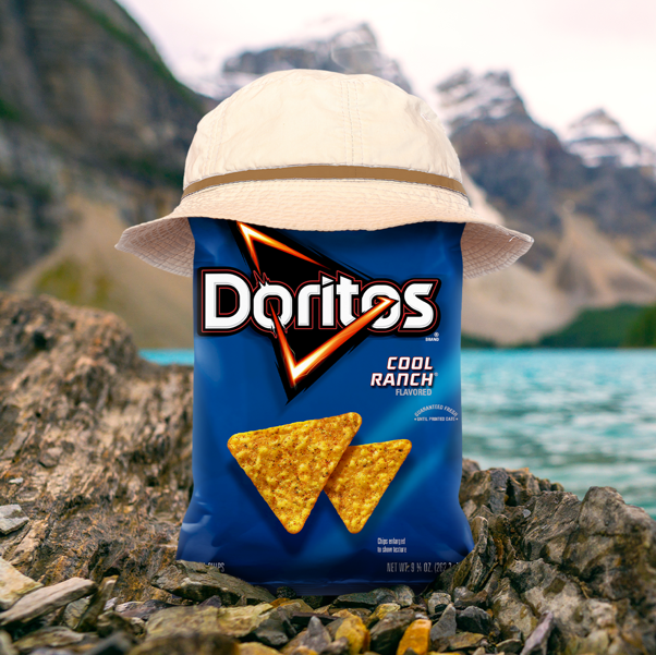doritos bag by a lake