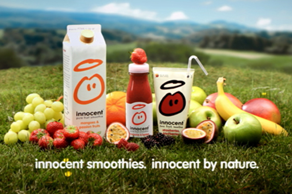 innocent smoothies on the grass