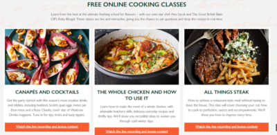Waitrose cookery classes